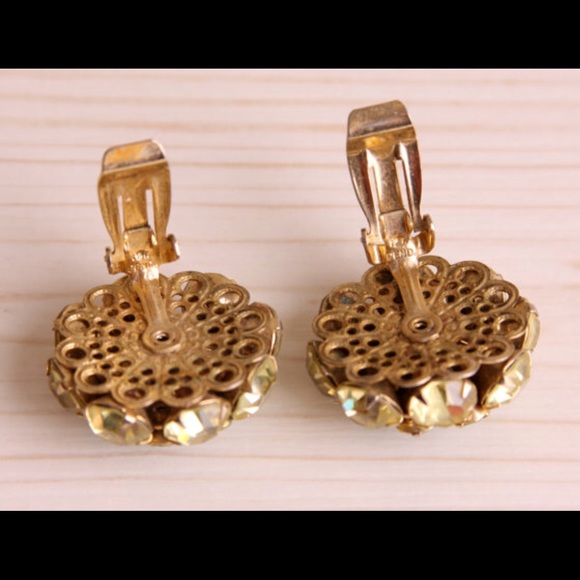 Judy Lee Clip On Earrings Emerald Green Rhinestone - Picture 3 of 4